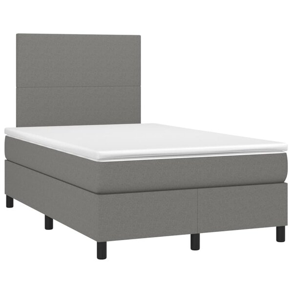 vidaXL Sommier à lattes de lit avec matelas gris foncé 120x190cm tissu