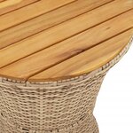 vidaXL Table d'appoint de jardin forme tambour beige rotin bois massif