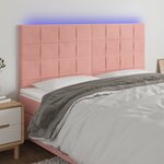 vidaXL Tête de lit à LED Rose 200x5x118/128 cm Velours