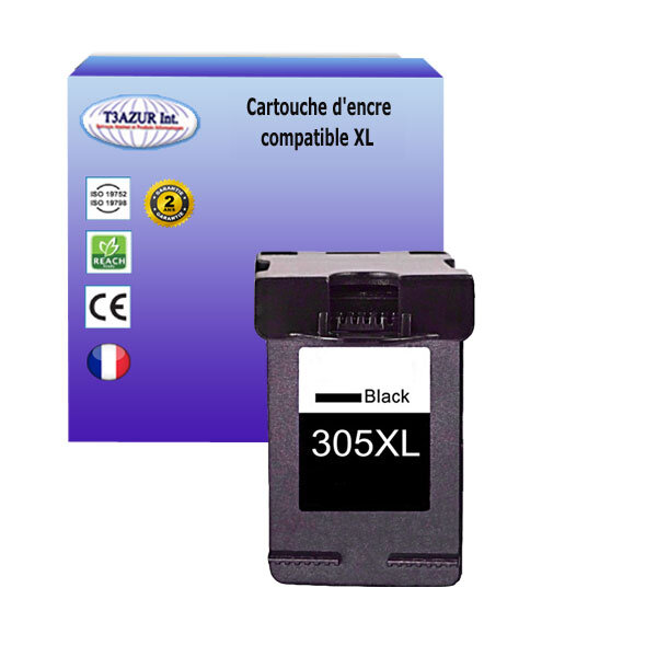 T3azur - cartouche d'encre compatible remplace hp 305 305xl noire pour  hp deskjet plus 4110 4110e 4120 4120e