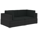 vidaXL Chaises d'angles lot de 2 avec coussins Résine tressée Noir
