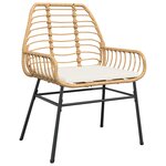 vidaXL Ensemble de repas de jardin 5 pièces avec coussins marron en rotin poly