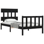 vidaXL Cadre de lit sans matelas noir bois de pin massif
