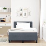 vidaXL Lit à ressorts avec matelas Gris foncé 120 x 190 cm tissu