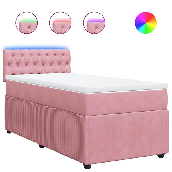 vidaXL Sommier à lattes de lit avec matelas Rose 90x200 cm Velours