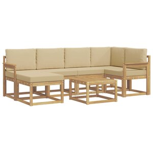 vidaXL Ensemble de canapés d'extérieur 7 Pièces Blanc et Beige