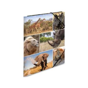 Chemise à élastiques 'animaux d'afrique'  en carton  A3 HERMA
