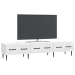 vidaXL Meuble TV Blanc brillant 147 x 34 5 x 30 cm Bois d'ingénierie