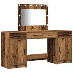 vidaXL Set de coiffeuse 3 pièces avec LED - Bois vintage et bois d'ingénierie