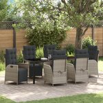 vidaXL Ensemble de salle à manger de jardin 7 pièces Gris clair Poly Rattan