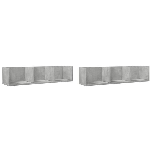 vidaXL Armoires murales 2Pièces gris béton 75x18x16 5cm bois d'ingénierie