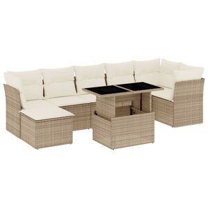 vidaXL Salon de jardin avec coussins 8 Pièces beige résine tressée