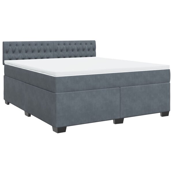 vidaXL Sommier à lattes de lit et matelas Gris foncé 180x200cm Velours