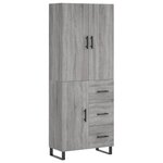 vidaXL Buffet haut Sonoma gris 69 5x34x180 cm Bois d'ingénierie