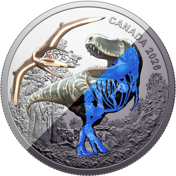Monnaie T REX Dinosaur 1 Oz Argent 20$ Canada 2026 (PRÉCOMMANDE)