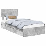 vidaXL Lit de Rangement Gris béton 90 x 190 cm Bois d'ingénierie