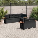 vidaXL Salon de jardin 7 Pièces avec coussins noir résine tressée
