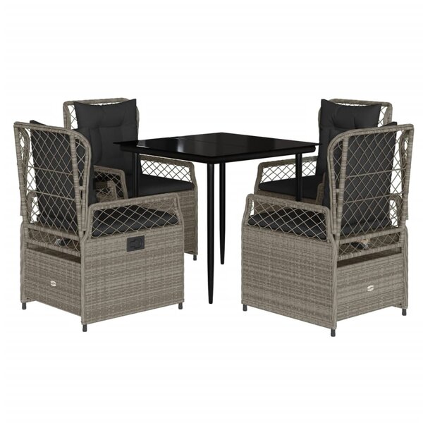 vidaXL Ensemble à manger de jardin et coussins 5 Pièces gris clair rotin