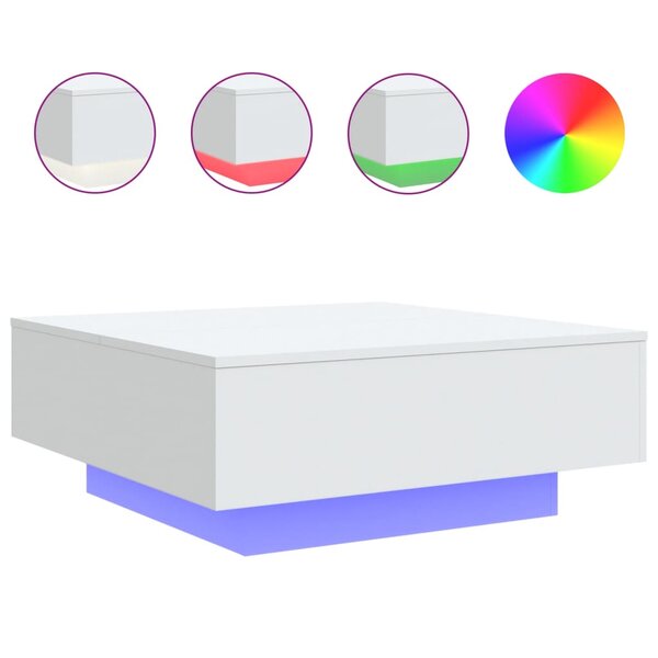 vidaXL Table basse avec lumières LED blanc 80x80x31 cm