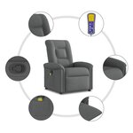 vidaXL Fauteuil inclinable de massage en tissu gris foncé