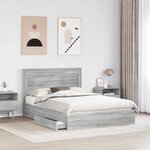 vidaXL Lit de Rangement Gris Sonoma 140 x 200 cm Bois d'ingénierie