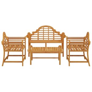 Salon de jardin meuble d'extérieur ensemble de mobilier 4 pièces bois de teck solide 02_0016247