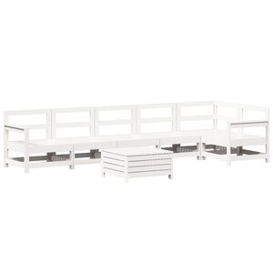 vidaXL Salon de jardin 7 Pièces blanc bois de pin massif