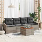vidaXL Ensemble de canapé de jardin 5 Pièces Gris