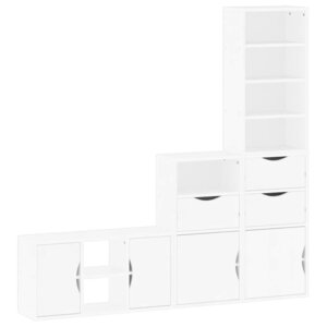 vidaXL Meubles TV 4 Pièces avec rangement ODDA blanc bois de pin massif
