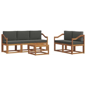 vidaXL Ensemble de canapés d'extérieur 6 pc Naturel et Anthracite