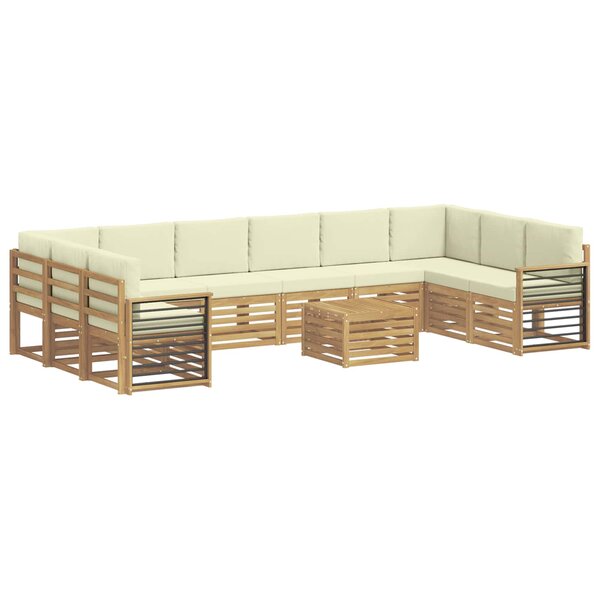 vidaXL Ensemble de canapés d'extérieur 11 pc Blanc et crème Polyester