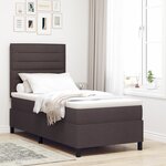 vidaXL Lit à ressorts avec matelas et LED - Marron foncé - 100 x 200 cm - Tissu