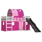 vidaXL Lit superposé sans matelas avec toboggan et rideaux 90x190 cm