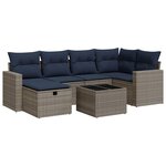 vidaXL Salon de jardin avec coussins 7 Pièces gris résine tressée