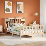 vidaXL Lit bibliothèque sans matelas 140x200 cm bois massif de pin