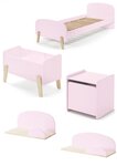 KIDDY Rose Lit simple ave sommier + Chevet + Etagères 45cm et 65cm + Coffre à jouets