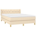 vidaXL Sommier à lattes de lit avec matelas Crème 140x200 cm Tissu