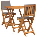 vidaXL Ensemble de bistro pliant 3 pièces avec coussins  bois d'acacia massif