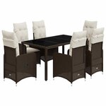 vidaXL Ensemble de bistro de jardin 7 Pièces coussins marron poly rotin