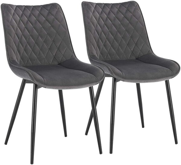 Chaises de cuisine 2 pièces en velours gris foncé 19_0000412