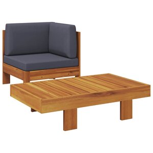 vidaXL Salon de jardin 2 Pièces avec coussins gris foncé Bois d'acacia