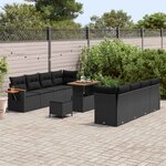 vidaXL Ensemble de canapé de jardin 11 Pièces Noir polyrotin