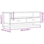 vidaXL Meuble TV noir 100x34 5x40 cm bois d'ingénierie et métal
