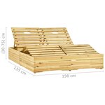 vidaXL Chaise longue double et coussins crème Bois de pin imprégné