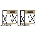 vidaXL Cabinet de chevet 2 Pièces Chêne Sonoma 41 x 31 x 51 cm