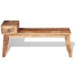 vidaXL Banc avec tiroir Bois de manguier massif 120x36x60 cm