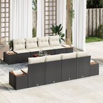 vidaXL Ensemble de canapé de jardin 9 pièces avec coussins noir poly rattan acacia