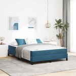 vidaXL Lit boxspring avec matelas Bleu foncé 160 x 200 cm Velours