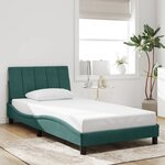 vidaXL Cadre de lit avec LED sans matelas Hanko vert foncé 100x200cm velours