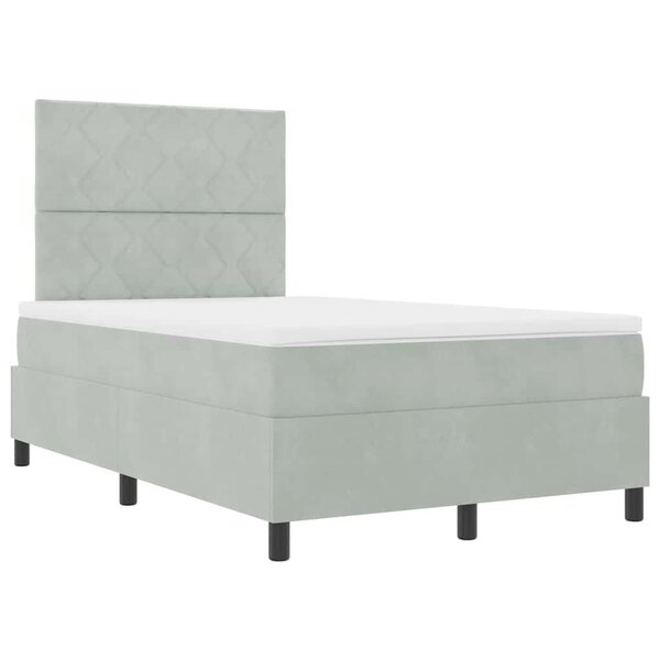 Lit box spring vidaXL avec matelas et lumière LED Gris clair 120x190 cm Velours